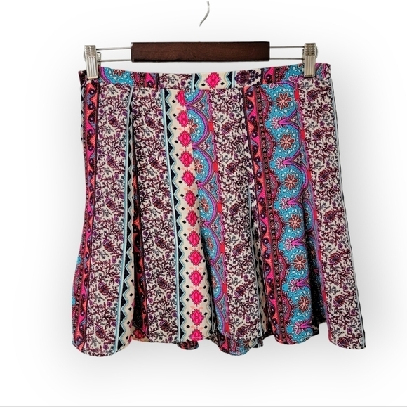 Show me Your Mumu Skater Skirt Mini Flowy Multi color Print Size Large - Picture 1 of 15